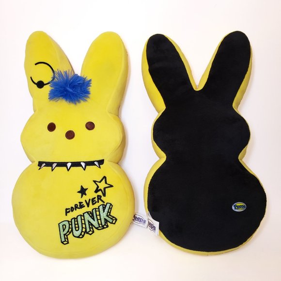 16" Emo Yellow Bunny Just Born Plush FOREVER PUNK, Spike Collar & Earring - Picture 4 of 9